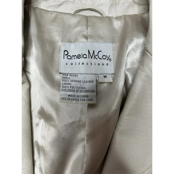 Pamela McCoy Women Medium Genuine Leather Jacket Studded See Pics - Picture 6 of 11